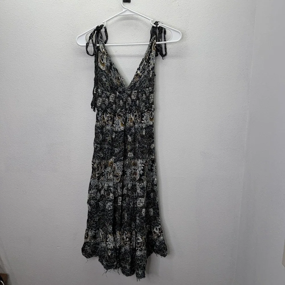 Free People One Women Festival BabyDoll Midi Dress Size M Boho Fairy Tie Straps